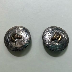 Vintage Sterling Silver Horse Clip On Earrings